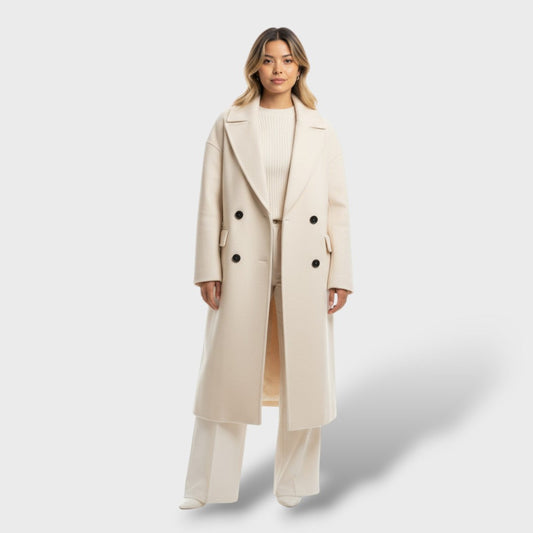 Abrigo elegante de lana con doble botonadura