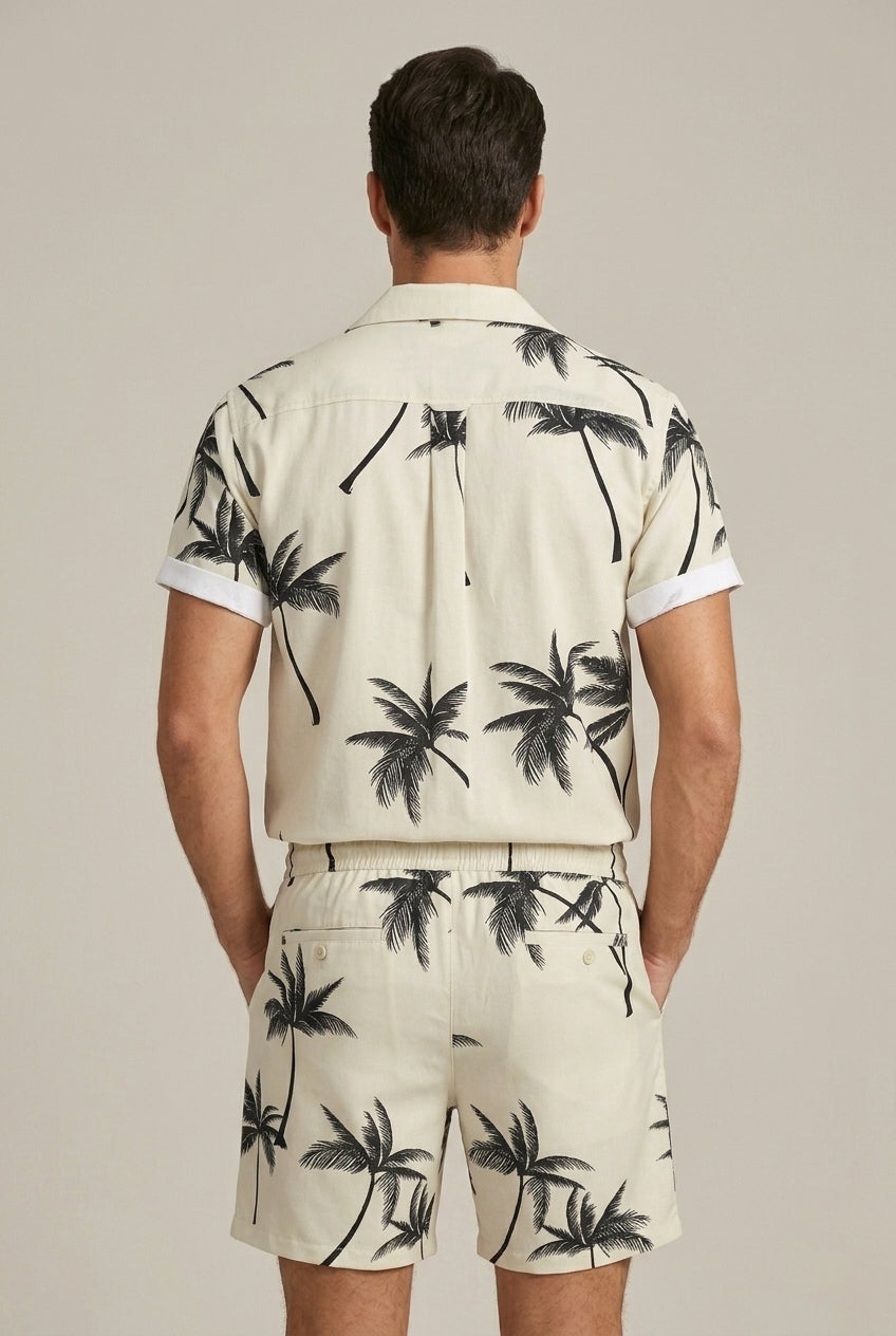 Conjunto camisa y short de palmeras