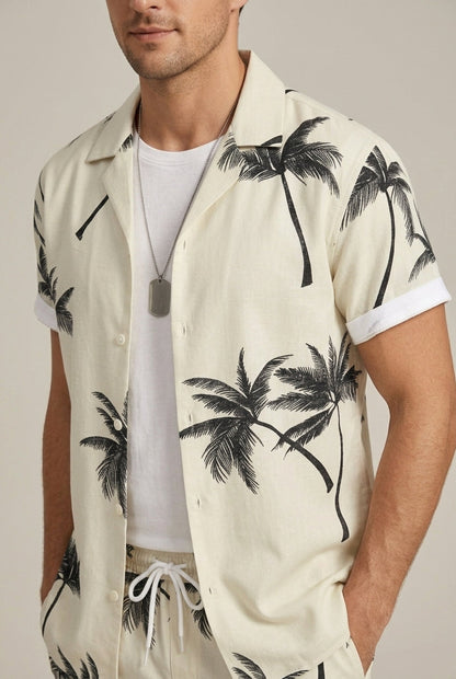 Conjunto camisa y short de palmeras