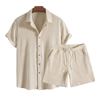 Conjunto camisa y short gofre