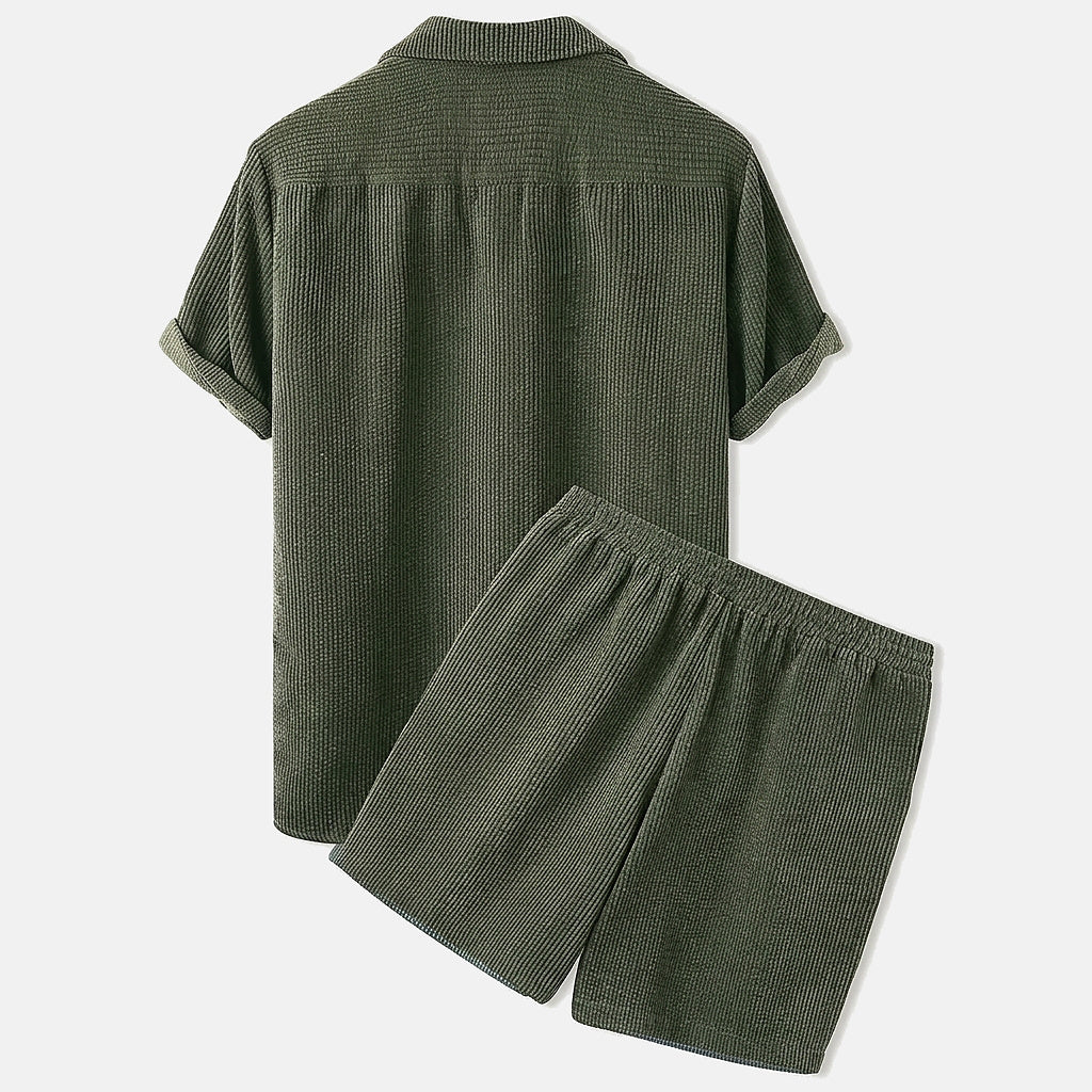 Conjunto camisa y short acanalado