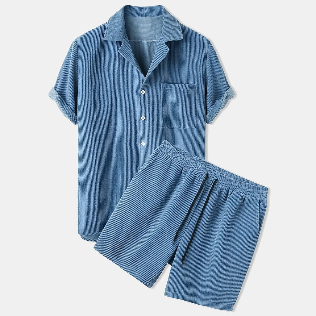 Conjunto camisa y short acanalado