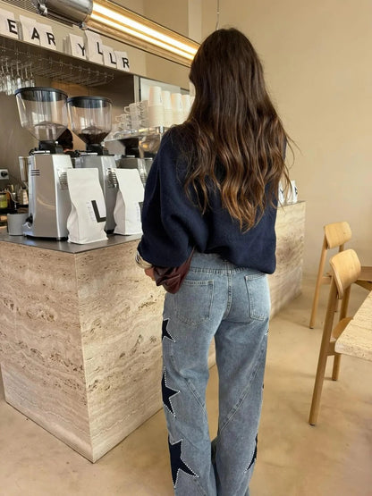 MELISA™ | JEANS CASUAL RECTOS DE ESTRELLAS