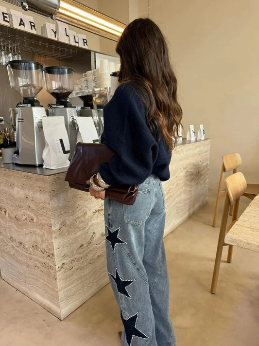 MELISA™ | JEANS CASUAL RECTOS DE ESTRELLAS