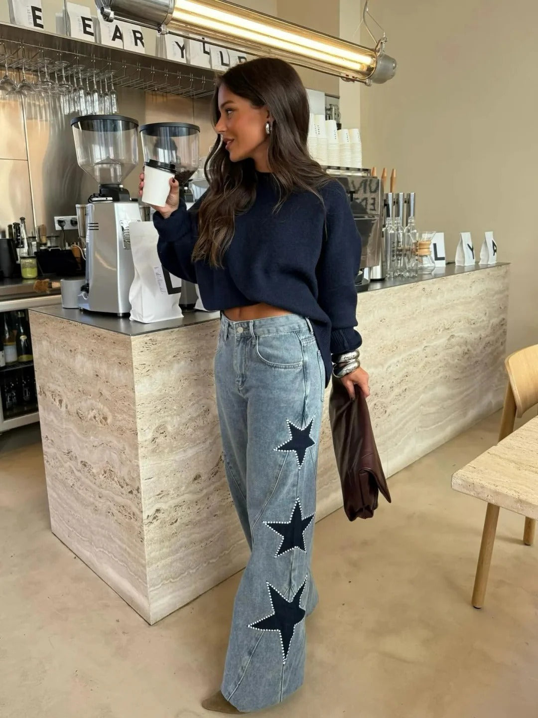 MELISA™ | JEANS CASUAL RECTOS DE ESTRELLAS