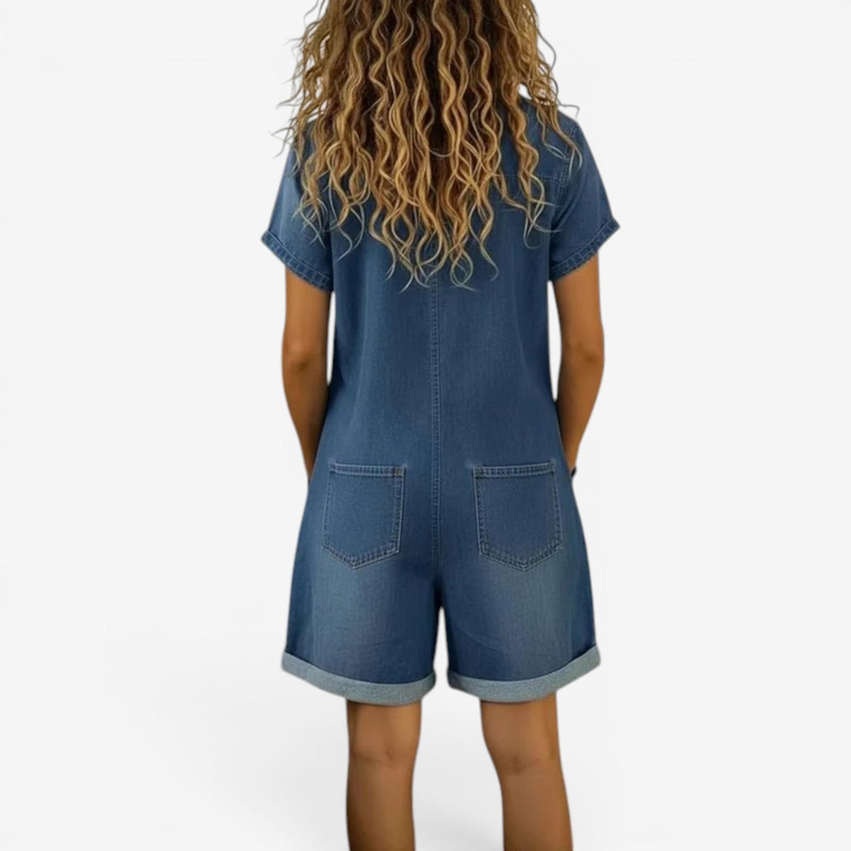 Mono Corto Denim Mujer Casual – Botones y Bolsillos Verano