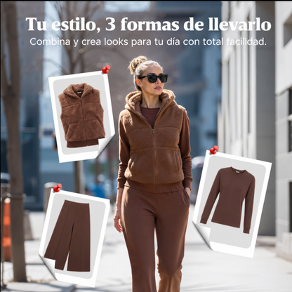 Conjunto de 3 piezas de punto grueso que te mantiene abrigada, elegante y segura de ti misma durante todo el día ❄️