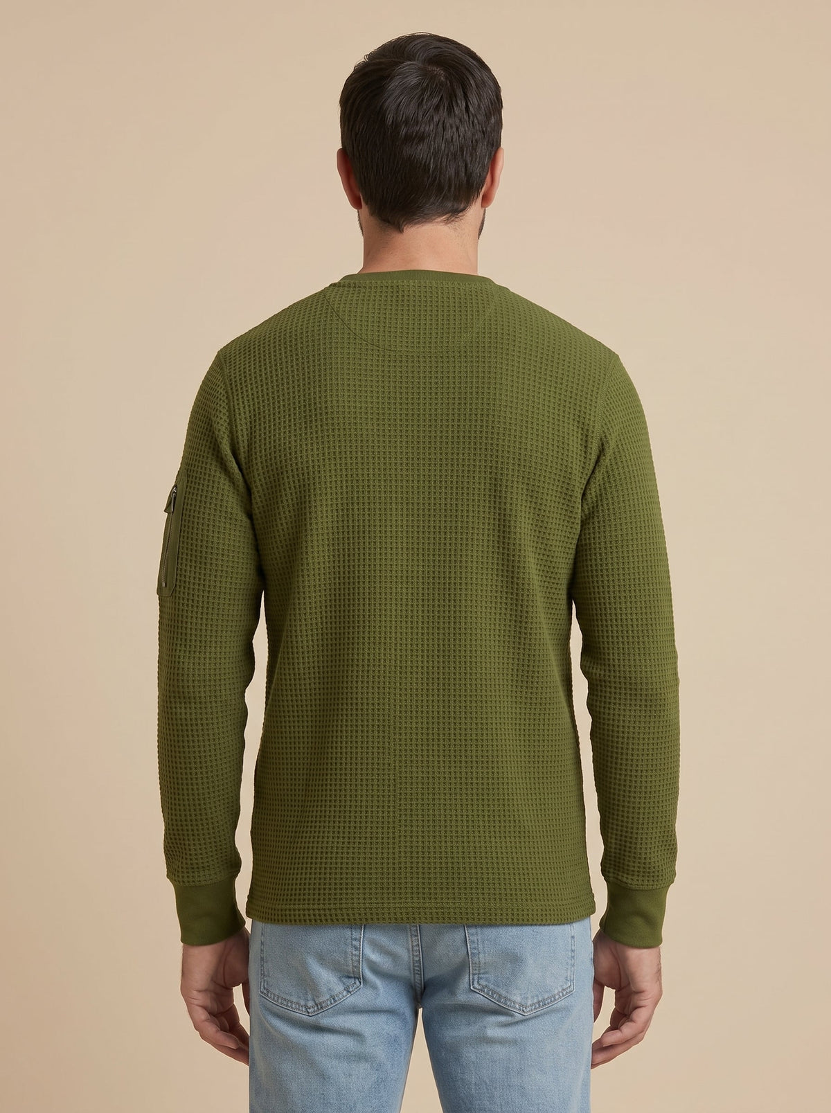 Luca jersey de botones con relieve verde, de espaldas