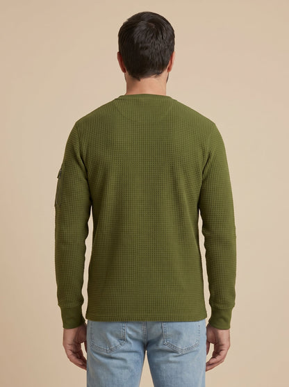 Luca jersey de botones con relieve verde, de espaldas