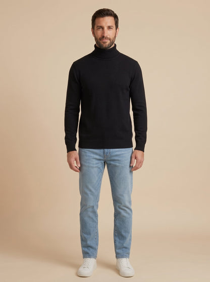 Matteo jersey de cuello alto negro, cuerpo entero