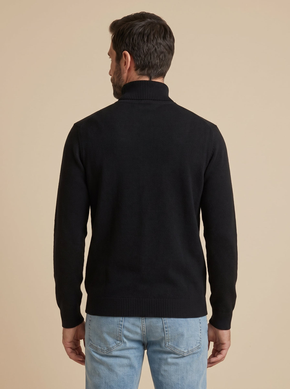 Matteo jersey de cuello alto negro, de espaldas