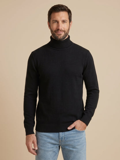 Matteo jersey de cuello alto negro, de frente