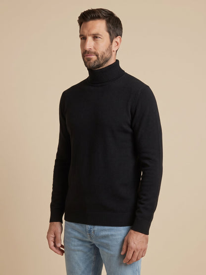 Matteo jersey de cuello alto negro, de lado