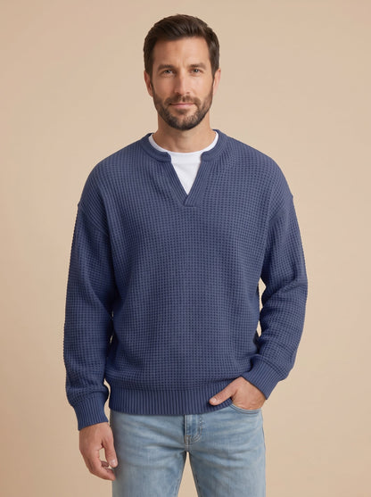 Milo jersey de punto con relieve azul marino, de frente