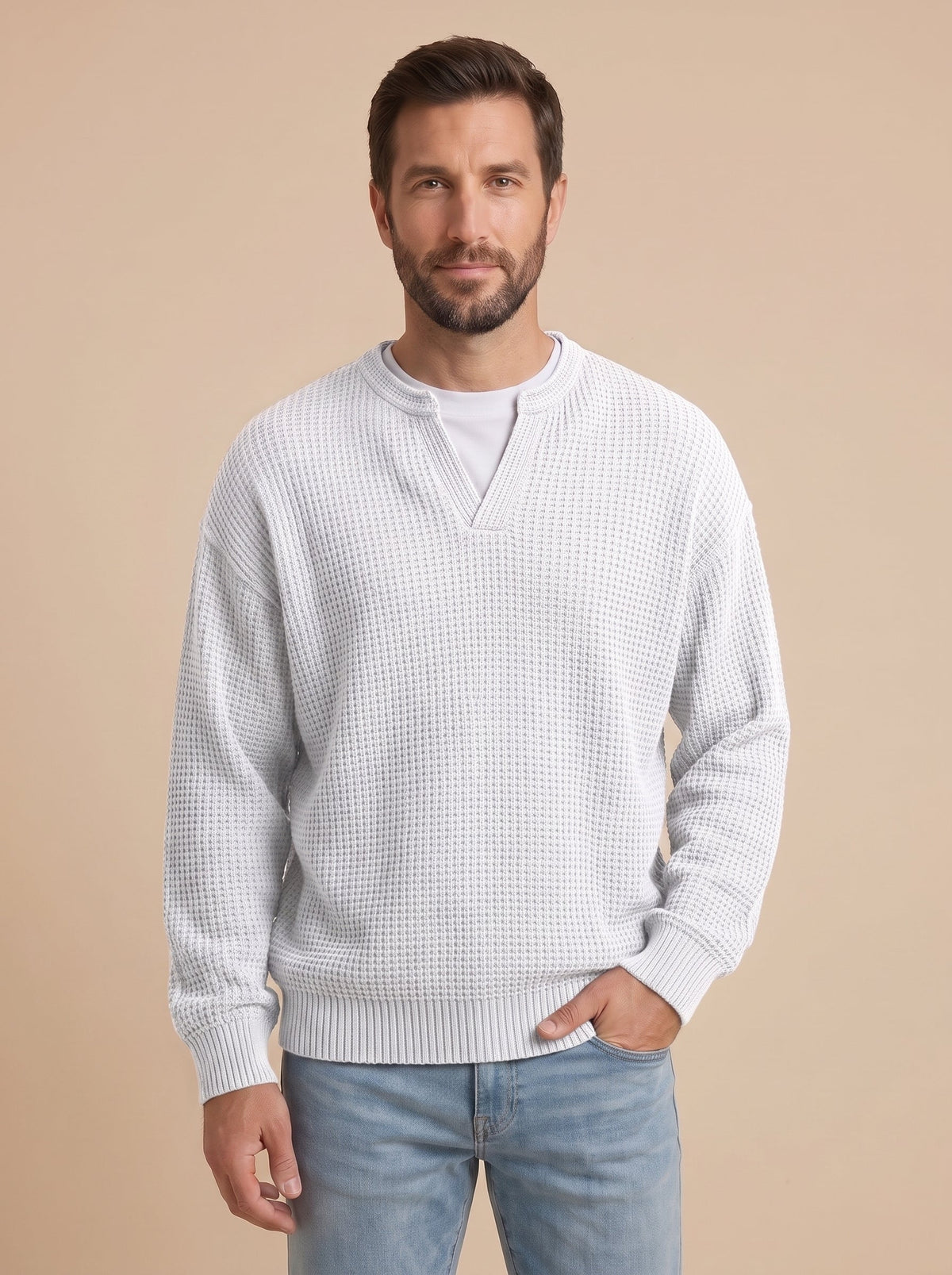 Milo jersey de punto con relieve blanco