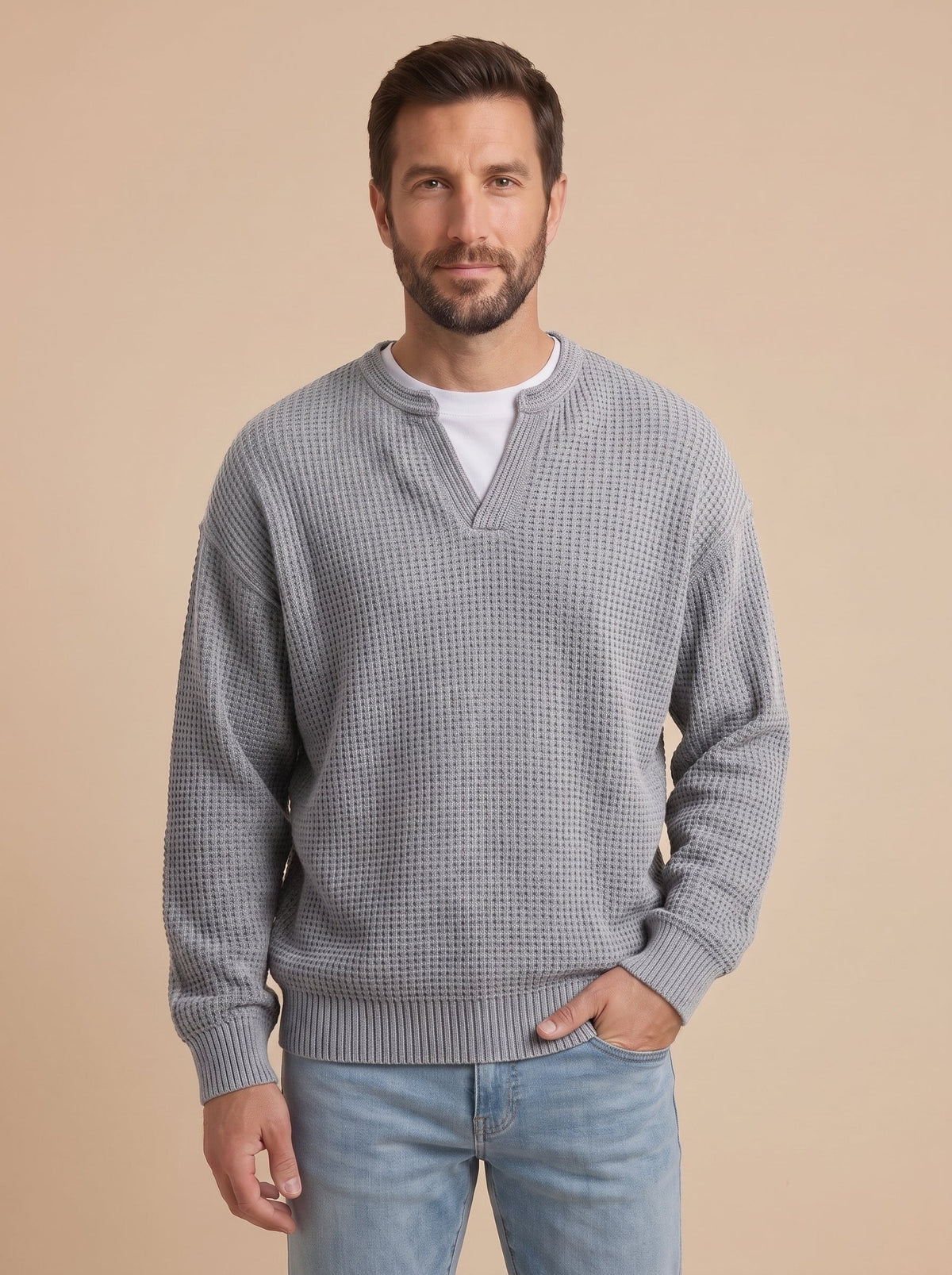 Milo jersey de punto con relieve gris