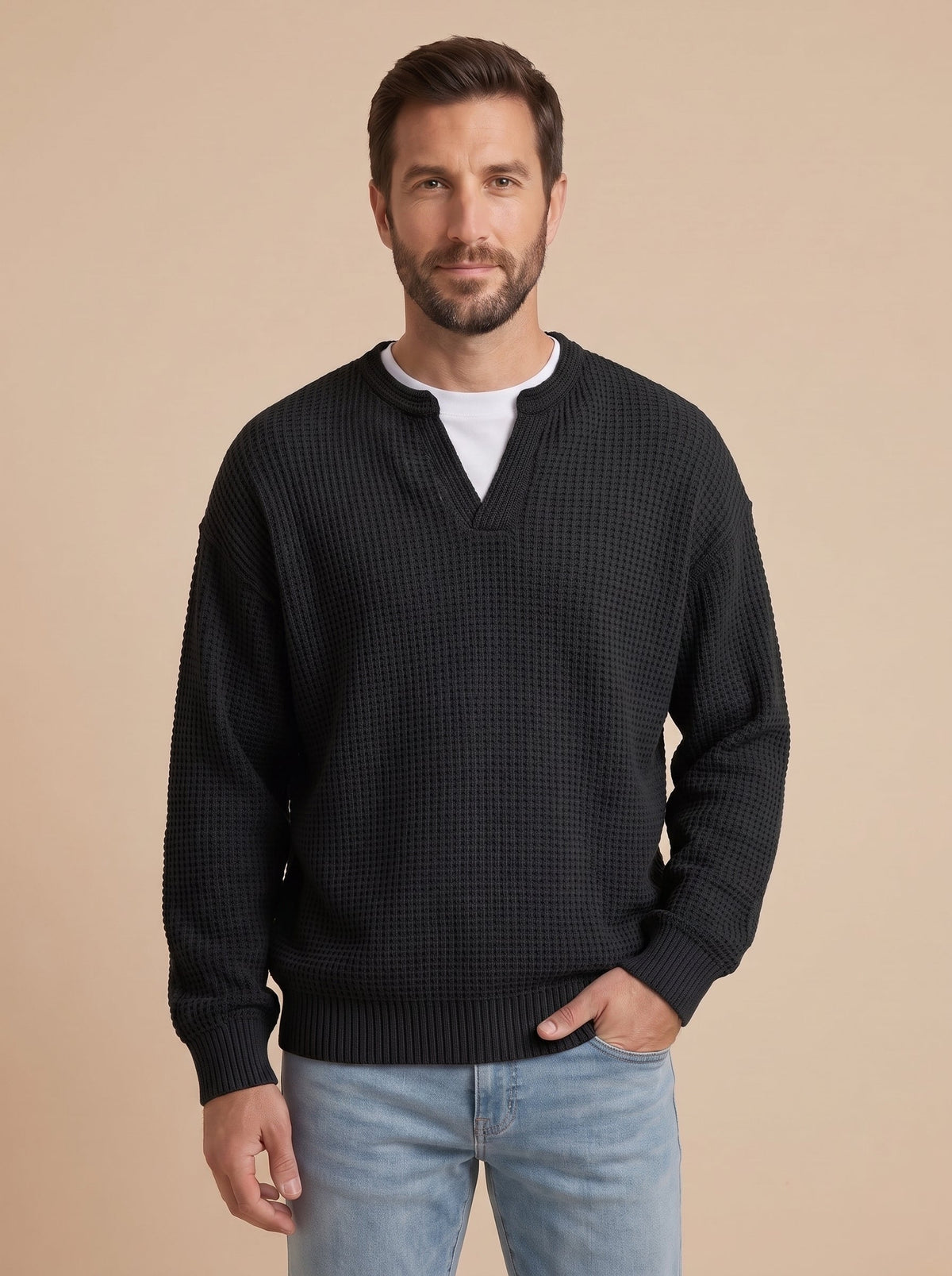 Milo jersey de punto con relieve negro