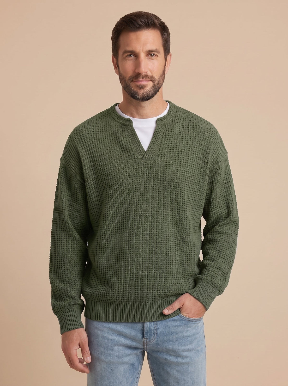 Milo jersey de punto con relieve verde militar