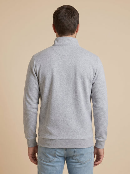 Rocco jersey de cuello alto con cremallera gris claro, de espaldas