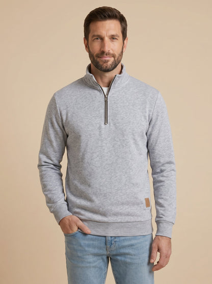 Rocco jersey de cuello alto con cremallera gris claro, de frente