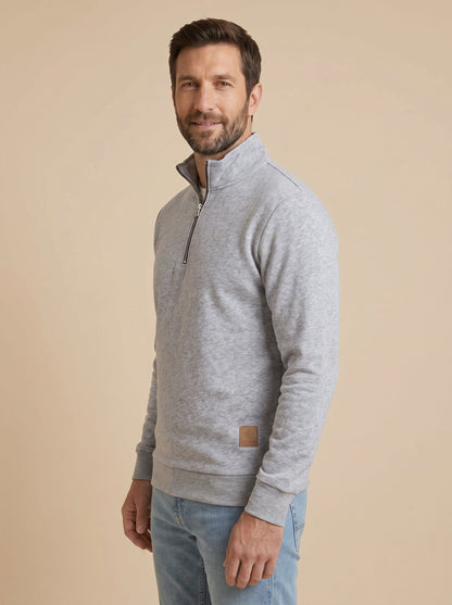 Rocco jersey de cuello alto con cremallera gris claro, de lado
