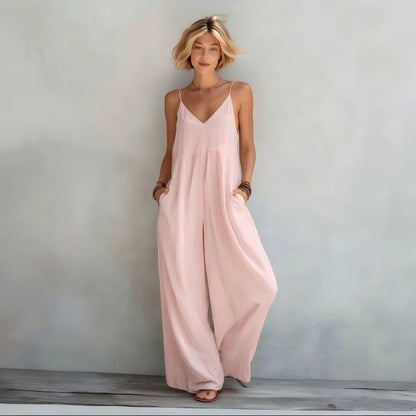 Mono palazzo tejido ligero con tirantes para verano casual chic
