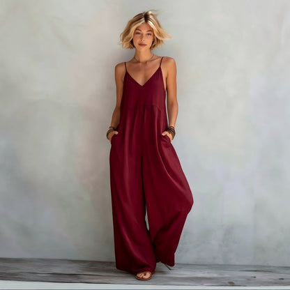 Mono palazzo tejido ligero con tirantes para verano casual chic
