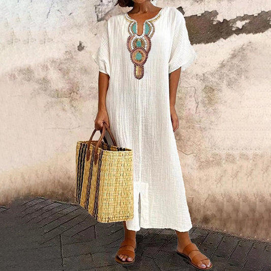 Vestido maxi mujer bordado estilo bohemio