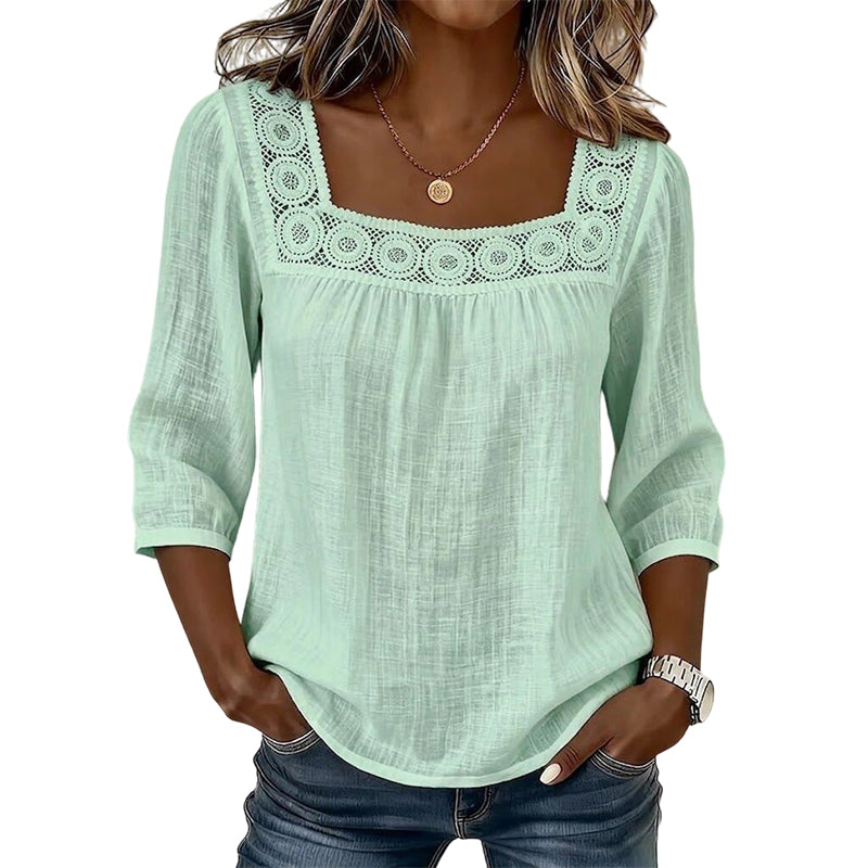 OLIVIA™ | BLUSA ENCAJE ESCOTE CUADRADO