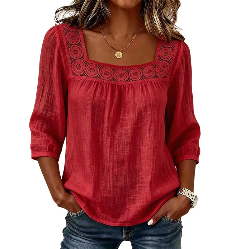 OLIVIA™ | BLUSA ENCAJE ESCOTE CUADRADO