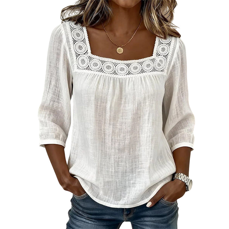 OLIVIA™ | BLUSA ENCAJE ESCOTE CUADRADO