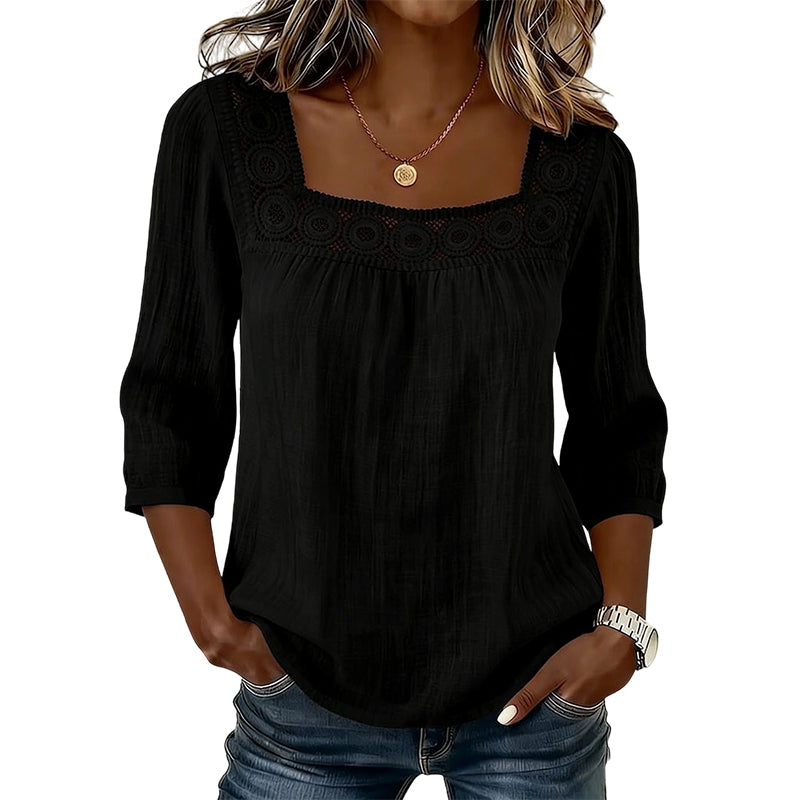 OLIVIA™ | BLUSA ENCAJE ESCOTE CUADRADO