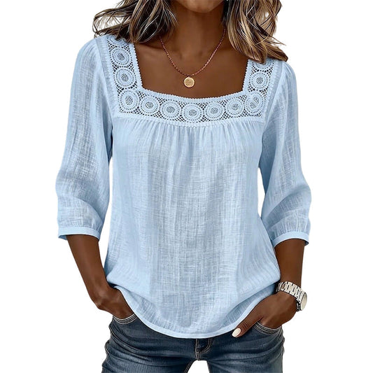 OLIVIA™ | BLUSA ENCAJE ESCOTE CUADRADO