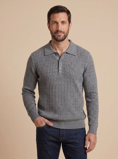 Tommaso polo de punto trenzado gris, de frente