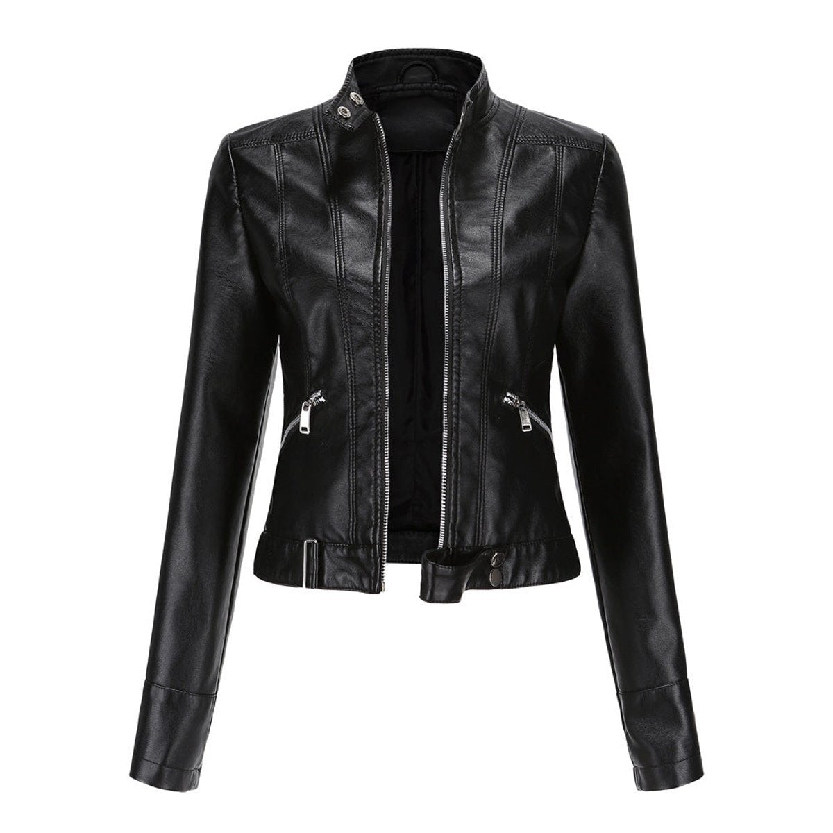 Luana | Chaqueta Biker Corta con Cuello Mao