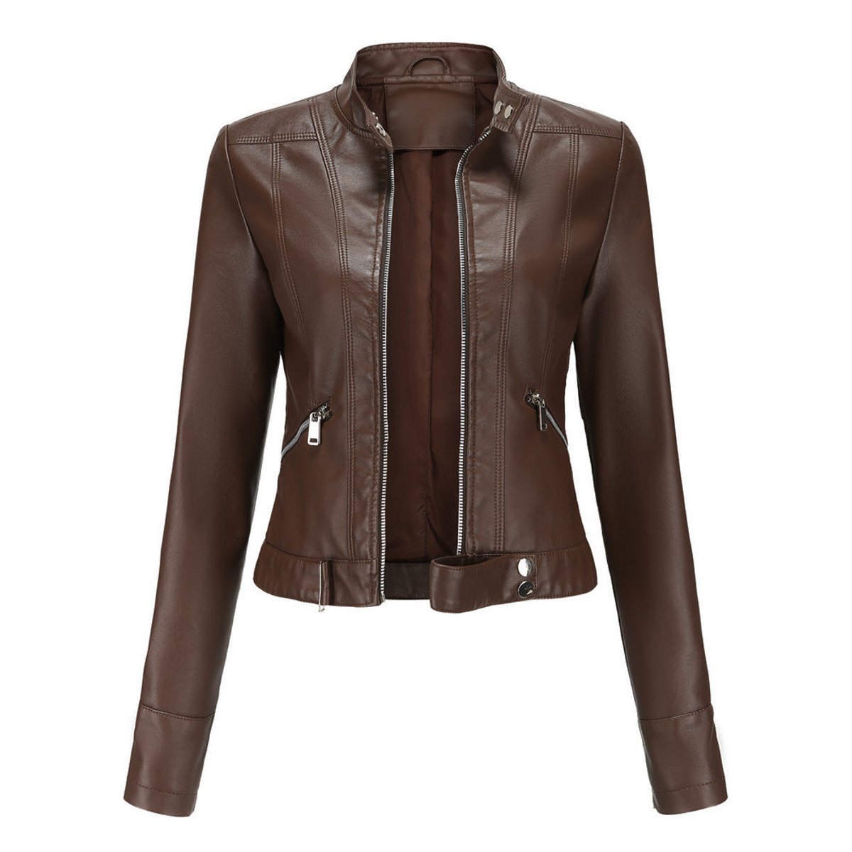 Luana | Chaqueta Biker Corta con Cuello Mao