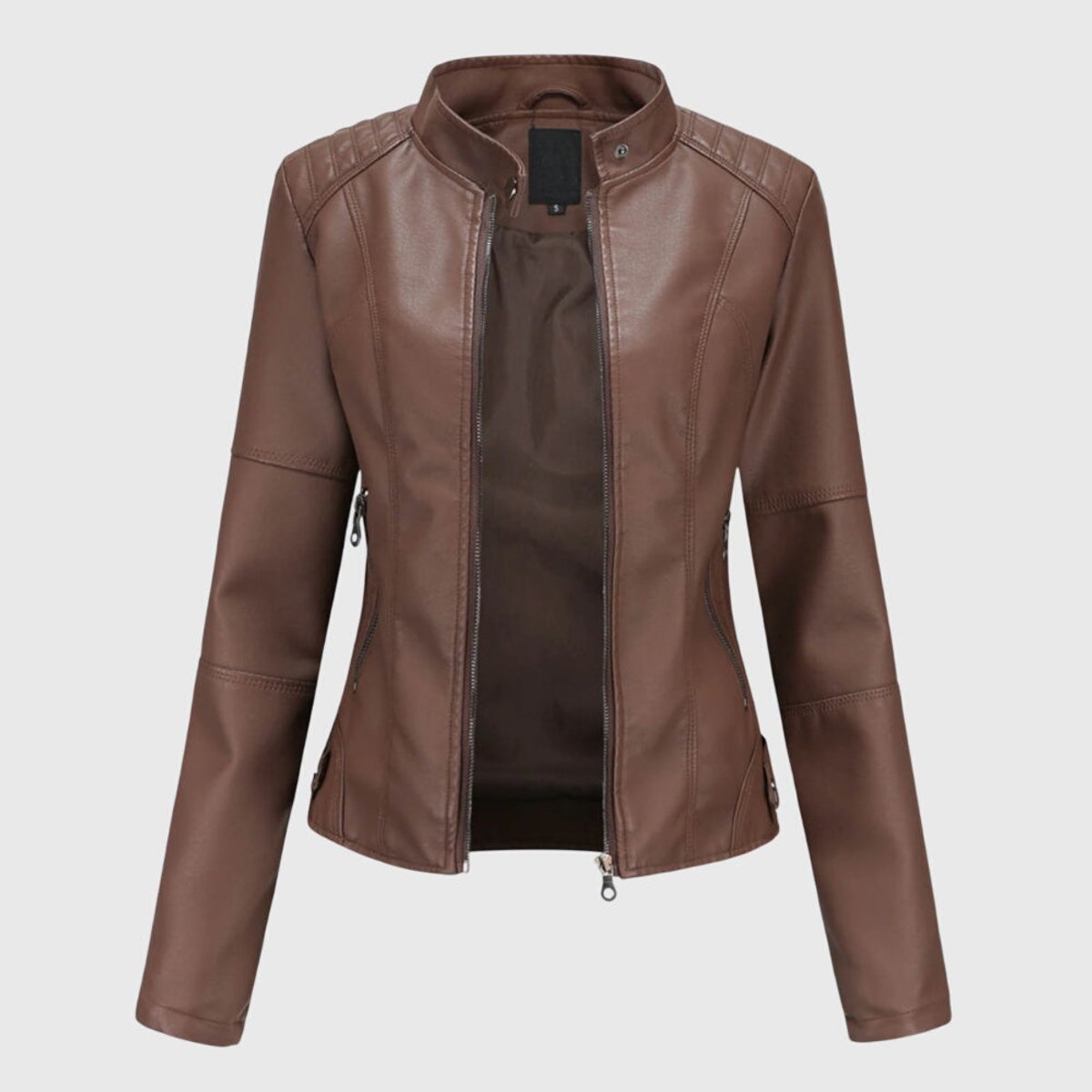 Miranda | Chaqueta Biker Slim con Cuello Mao y Cremallera